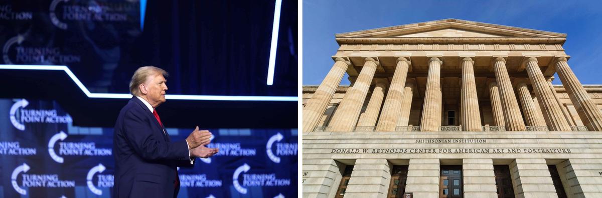 Left: Trump at a rally in 2024. Right: Smithsonian American Art Museum and National Portrait Gallery
Trump: Photo: Gage Skidmore. Smithsonian: Photo: Zack Frank (Adobe Stock)
