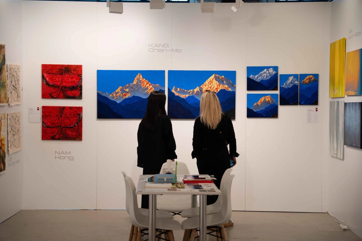 The stand of Seoul’s AB Gallery at a previous edition of the Istanbul Contemporary fair, which this year returns to the Tersane Istanbul venue, a restored Ottoman shipyard complex Courtesy Istanbul Contemporary