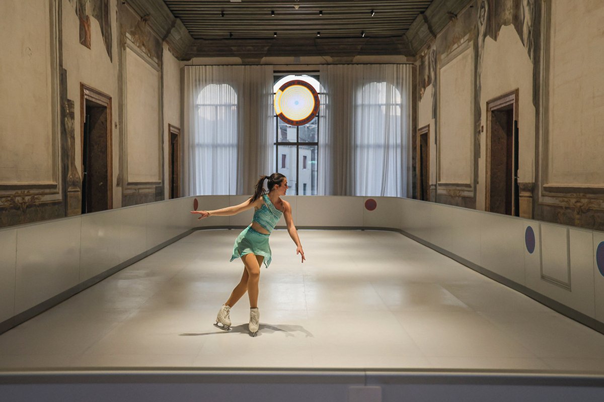 Ice magic: Palazzo Diedo’s frescoed grand banqueting hall has been transformed Photo: Stefano Mazzola/Getty Images; courtesy of Palazzo Diedo, Berggruen Arts & Culture and the artist
