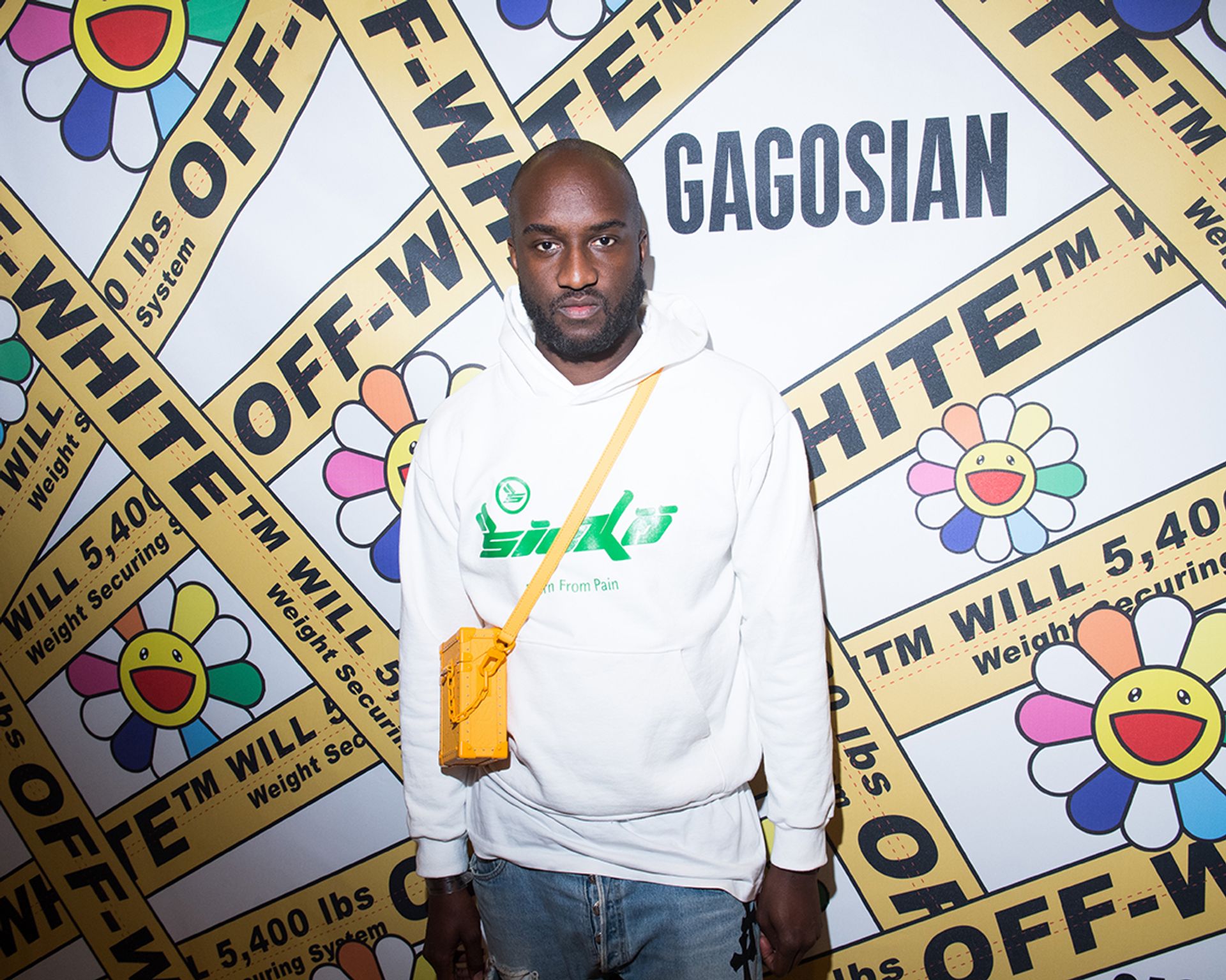 Virgil Abloh at Murakami x Abloh—Technocolor 2 at Gagosian during Paris Fashion Week in 2018 Photo by: Victor Boyko/Getty Images