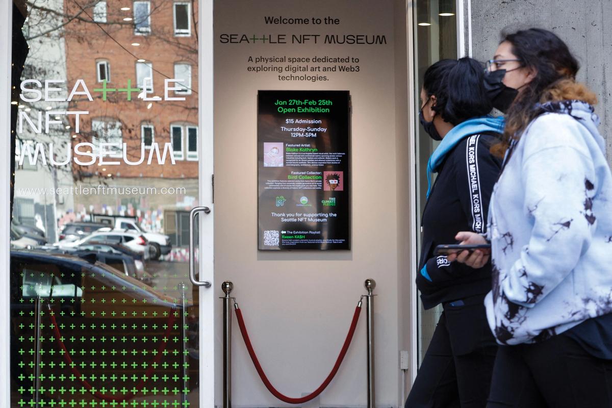 Pioneering state: the world’s first NFT museum opened in Seattle, Washington, earlier this year Photo: Jason Redmond/AFP via Getty Images
