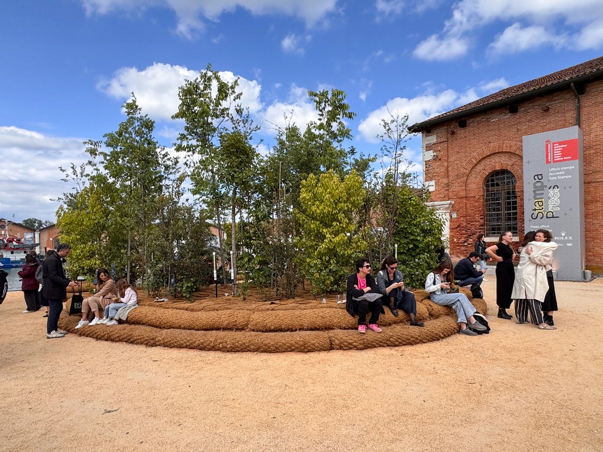 Scape Studio’s Cool Forest consists of a portable grove of trees growing in sackcloth-covered beds of coconut rinds
