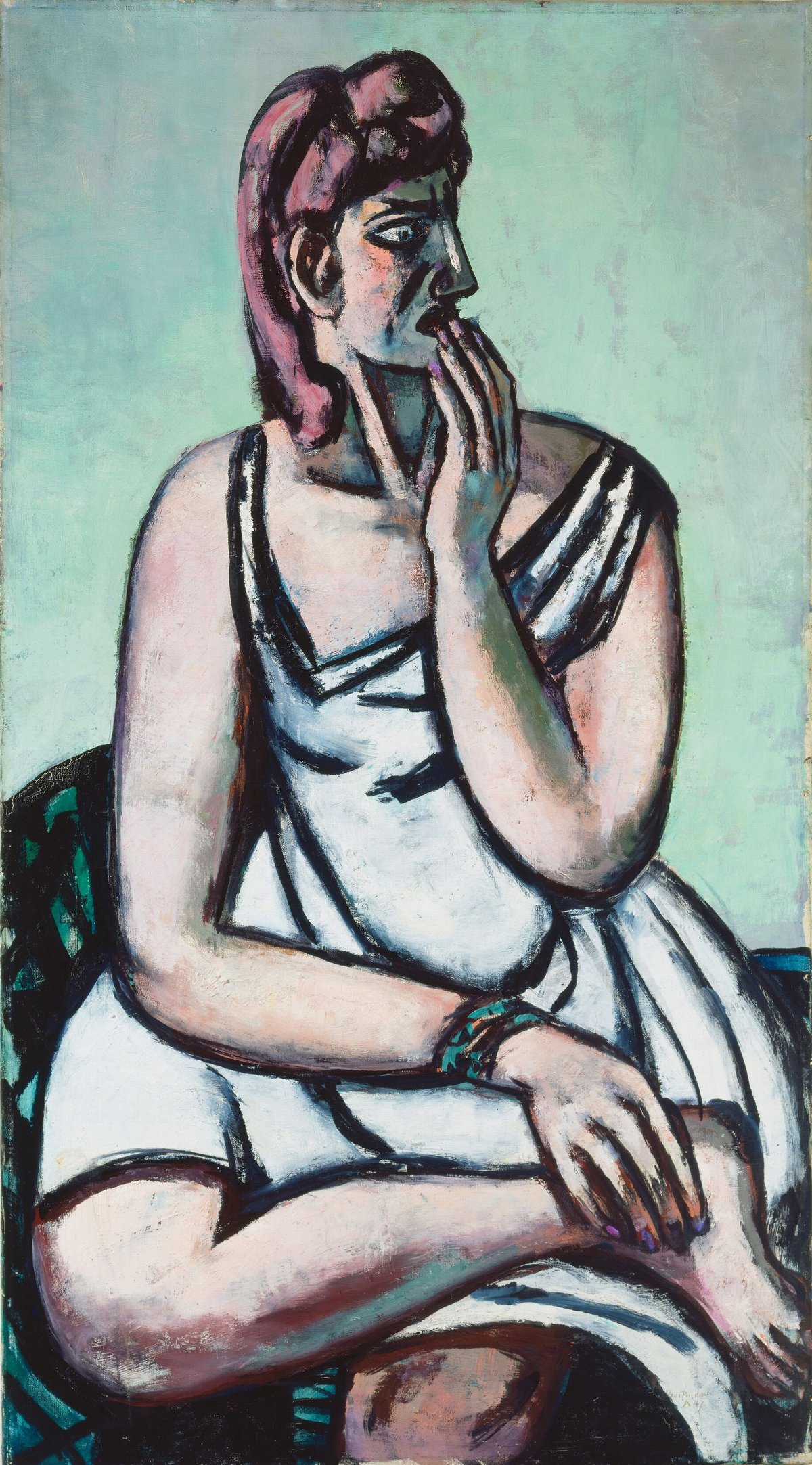 Max Beckmann’s The Frightened Woman (1947) is on loan from the artist’s descendants Photo: ARTOTHEK
