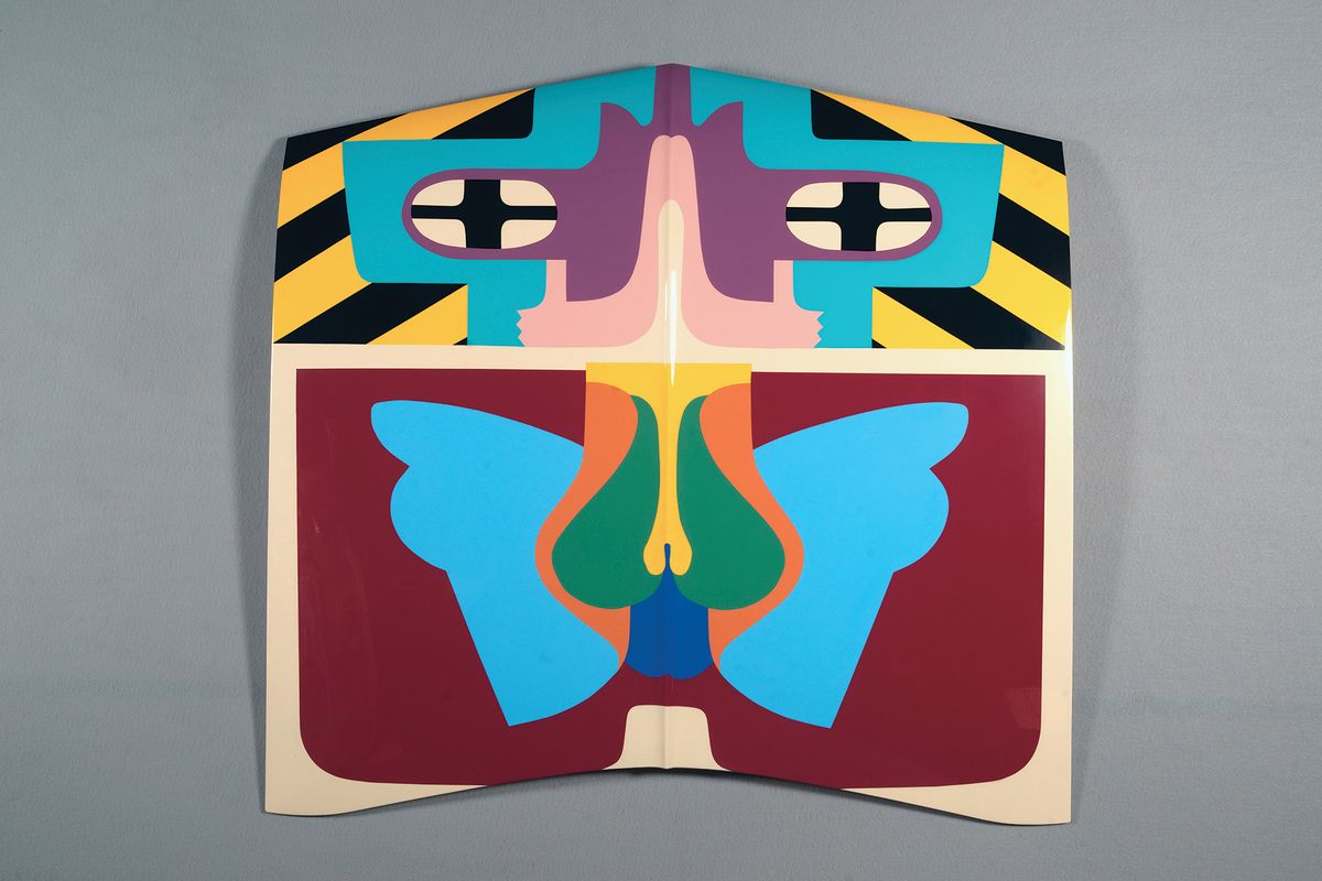 Judy Chicago, Flight Hood (1965/2011), sprayed automotive lacquer on car hood © Judy Chicago/Artist Rights Society (ARS), New York; Photo © Donald Woodman/ARS NY Courtesy Salon 94, New York, and Jessica Silverman Gallery, San Francisco