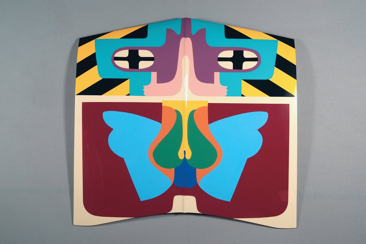 Judy Chicago, Flight Hood (1965/2011), sprayed automotive lacquer on car hood © Judy Chicago/Artist Rights Society (ARS), New York;  Photo © Donald Woodman/ARS NY Courtesy Salon 94, New York, and Jessica Silverman Gallery, San Francisco