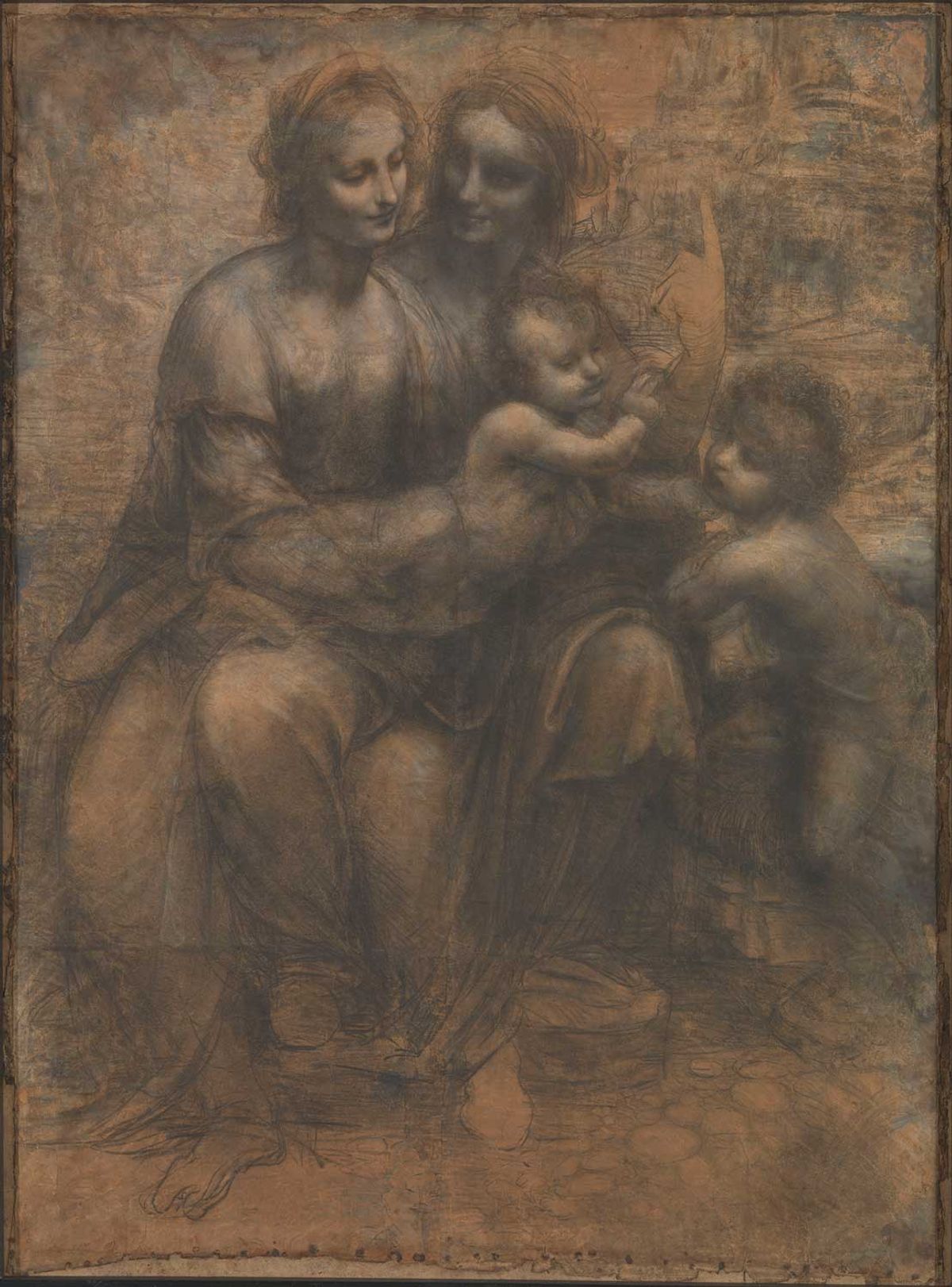 Leonardo da Vinci’s Burlington House Cartoon (The Virgin and Child with St Anne and the Infant St John the Baptist)—formerly dated to 1499-1500—was drawn in 1506-08, when the artist was based variously in Florence and Milan

Photo: National Gallery, London