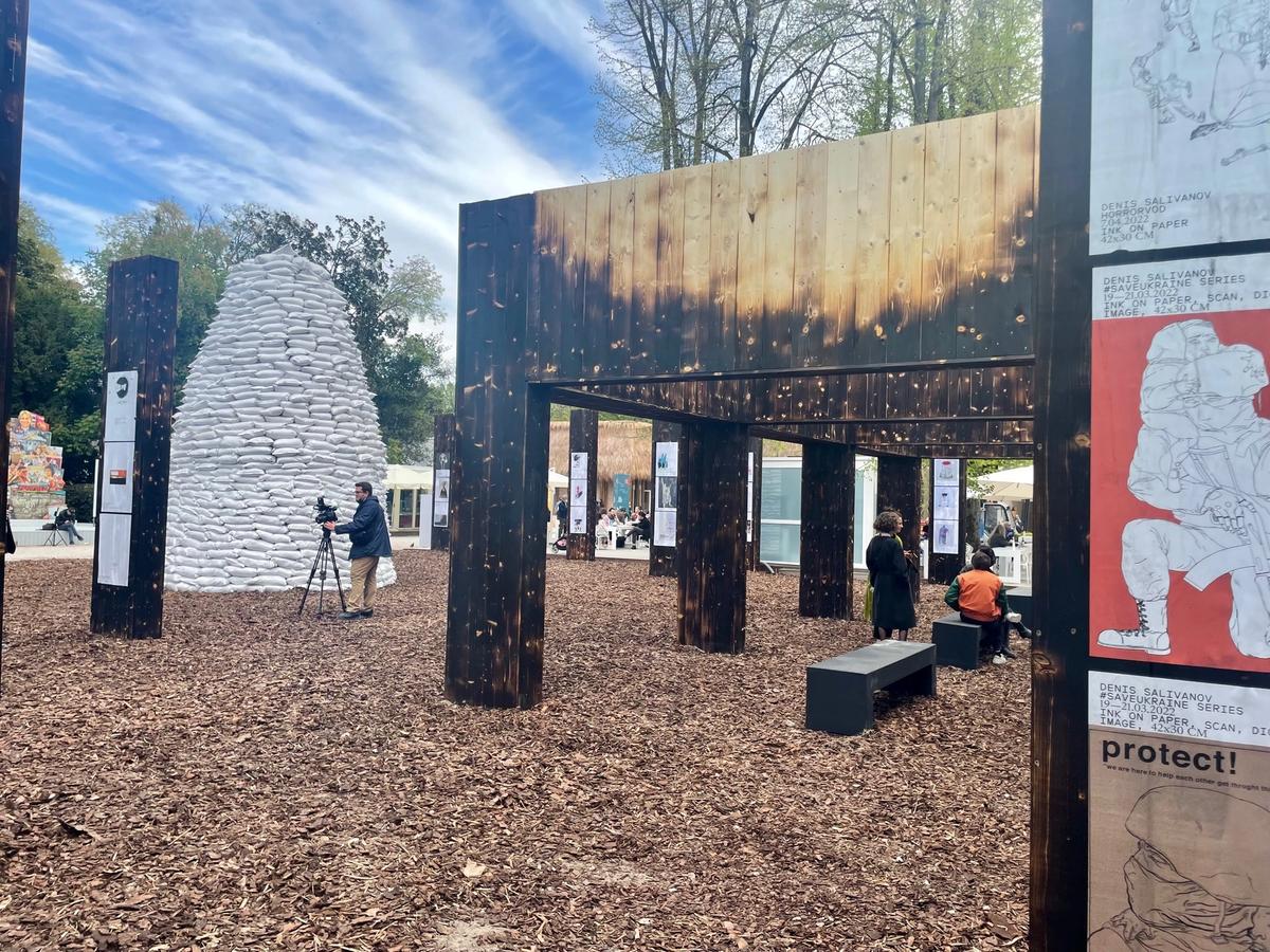 The 'pavilion' was conceived only two weeks ago and was only completed on the first preview day of the Venice Biennale Photo: Aimee Dawson