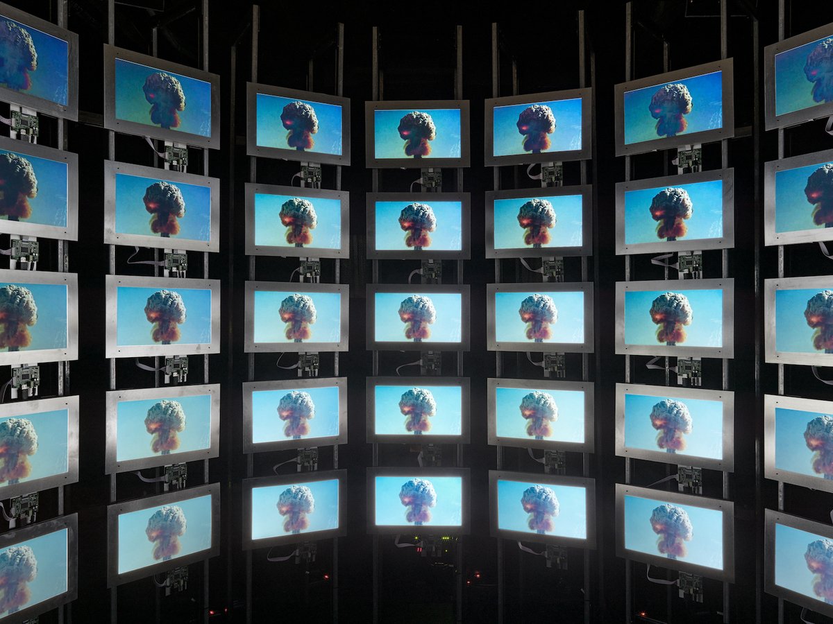 An installation view of Smriti Keshari and Eric Schlosser's The Bomb at Pioneer Works Photo: Dan Bradica