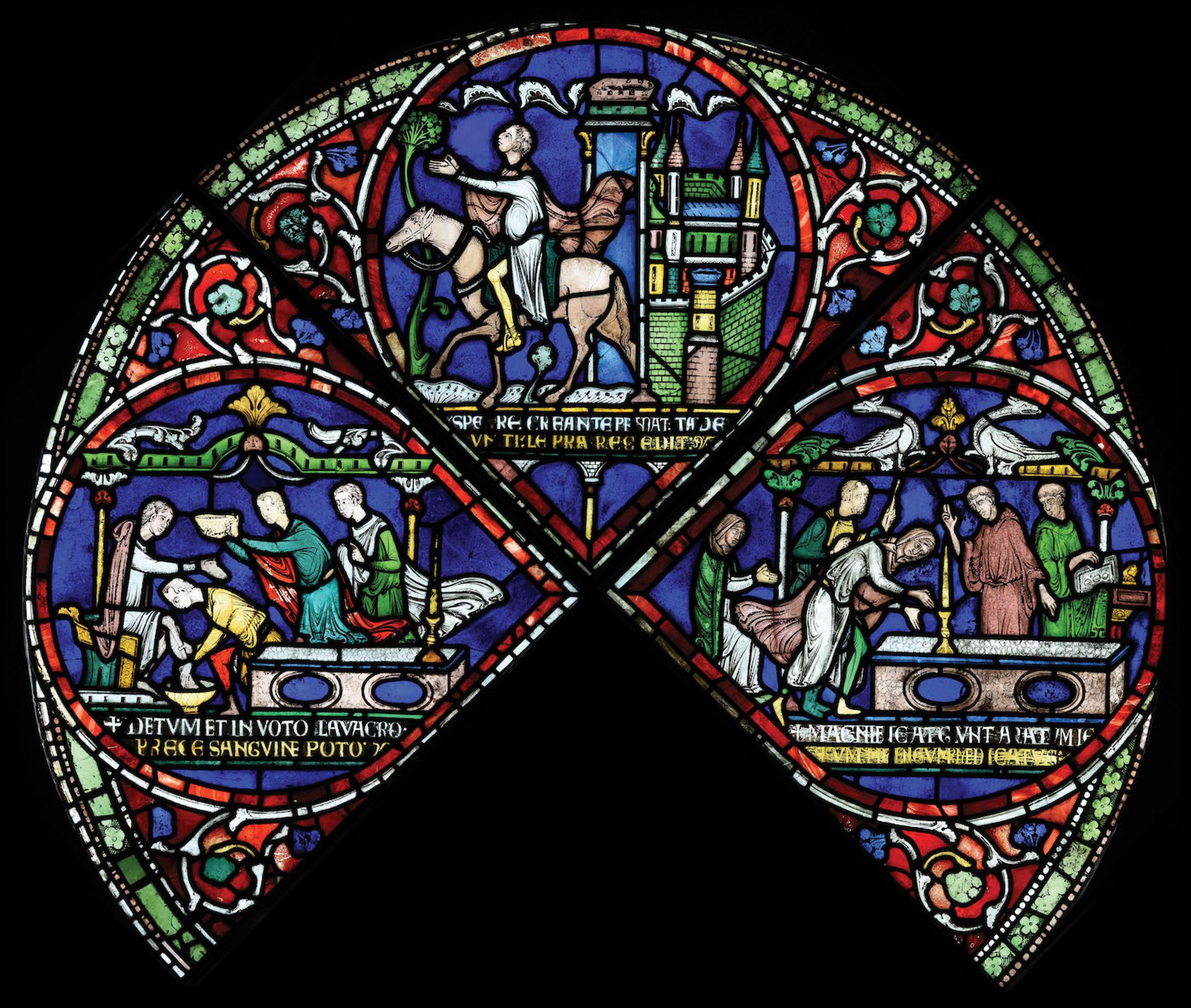 A detail from North III, one of seven surviving 12th- to 13th-century Miracle Windows in Canterbury Cathedral. The entire 6m-high window will soon go on display at the British Museum in London—having been reassembled correctly for the first time in centuries © The Chapter, Canterbury Cathedral