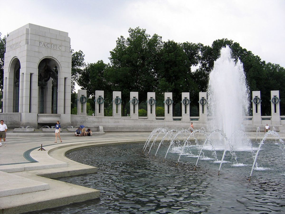 The Second World War memorial designed by the Austrian-born architect Friedrich St Florian Photo: Harshlight