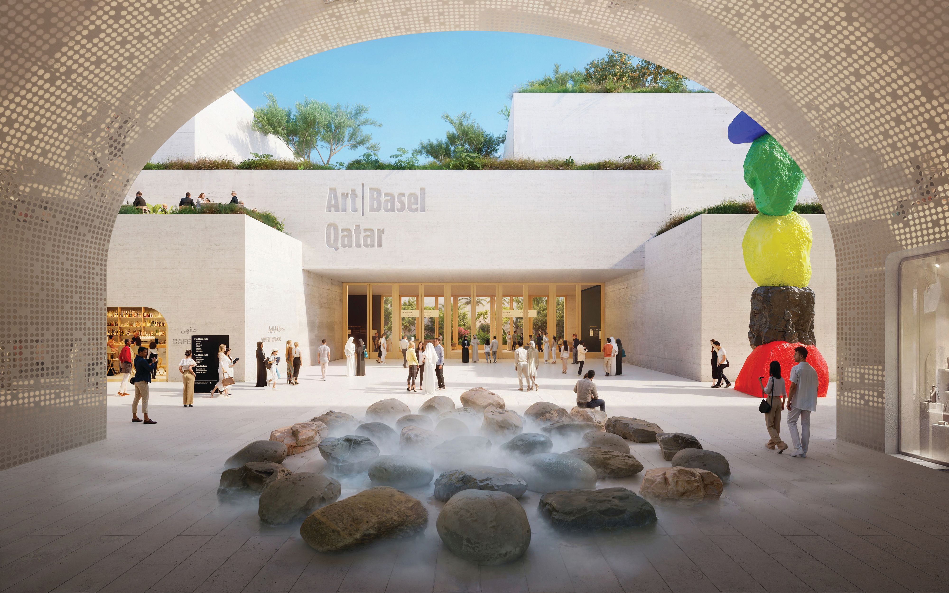 Rendering of the planned venue on Al Maha Island, north of Doha © Herzog & de Meuron