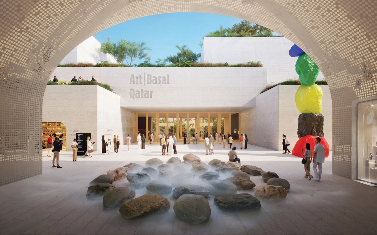 Rendering of the planned venue on Al Maha Island, north of Doha © Herzog & de Meuron