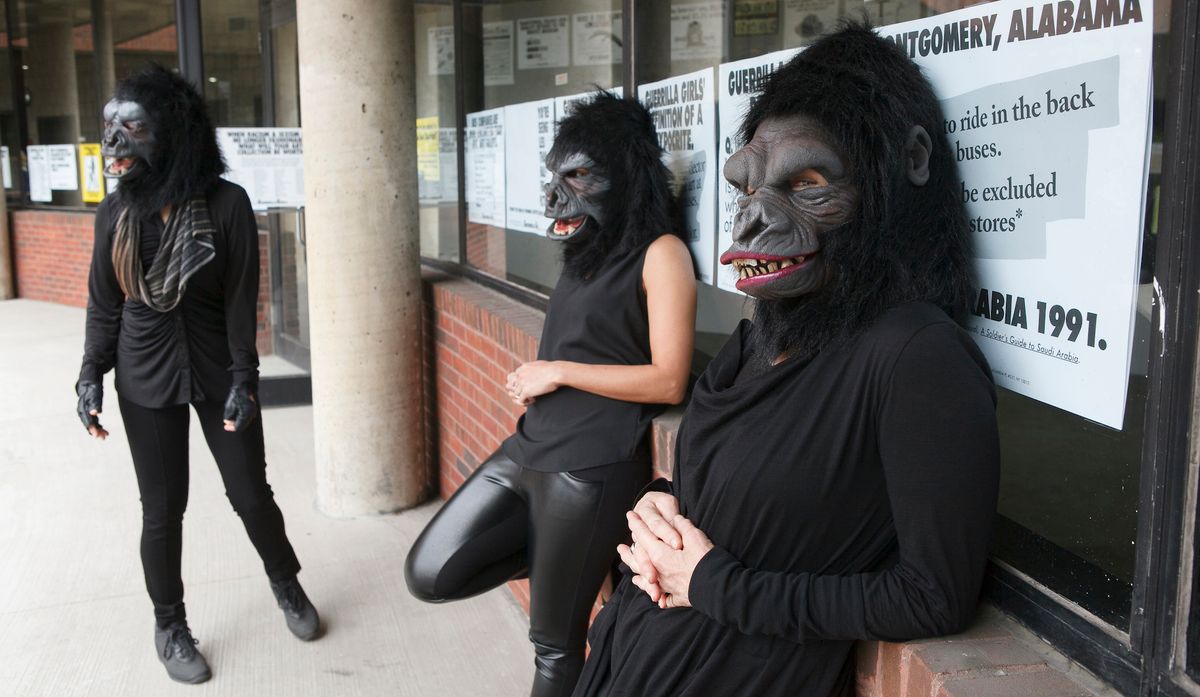 The Guerrilla Girls at New York's Abrons Arts Center in 2015 Photo: Andrew Hinderaker