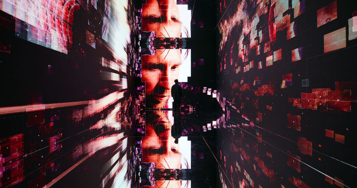 An installation shot of A Goal in Life: Leo Messi x Refik Anadol (2025) the AI data sculpture made by Refik Anadol in collaboration with Leo Messi and curated by Ximena Caminos Courtesy Refik Anadol Studio