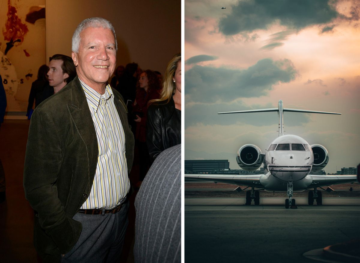 Private jets have remained enticing for high-net-worth art worlders such as Larry Gagosian

Photo: Derek Storm/Everett Collection/Alamy Live News
