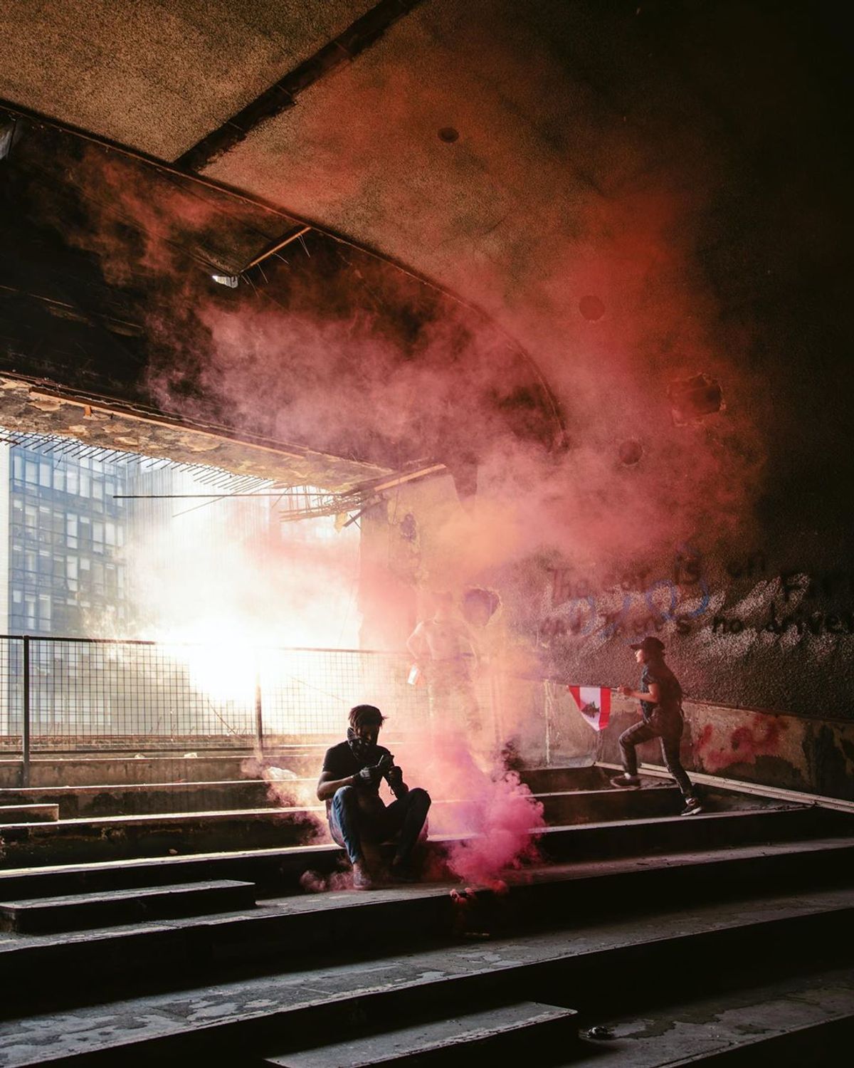 Protestors in Beirut take over abdandoned state buildings that are usually closed to the public Courtesy of Tarek Moukaddem
