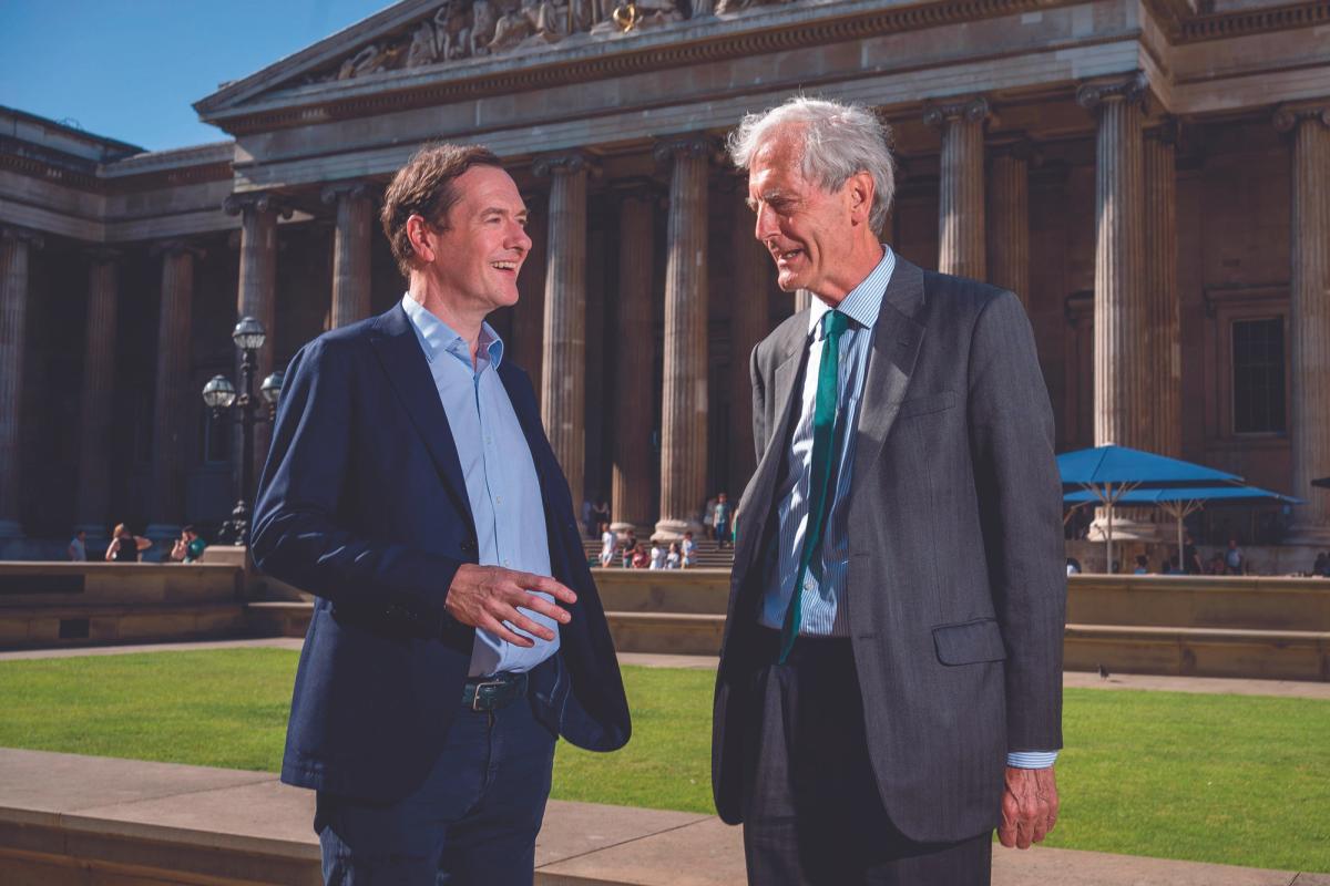 The British Museum's chair George Osborne with new interim director Mark Jones. Osbourne was warned about the thefts in October 2022
Photo: Aaron Chown/PA Images/Alamy Stock Photo