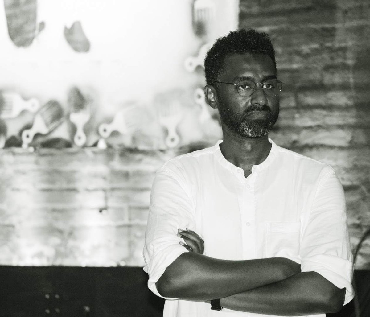 The artist Khalid Albaih at Pen America's and ArtX's fundraising event in New York to support at risk Sudanese artists Jíbólú Ayòdélé