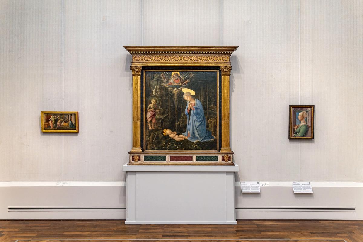 Filippo Lippi's painting The Adoration in the Forest (1459) in Room 39 of the Gemäldegalerie Berlin in 2019 © Wolfgang Gülcker