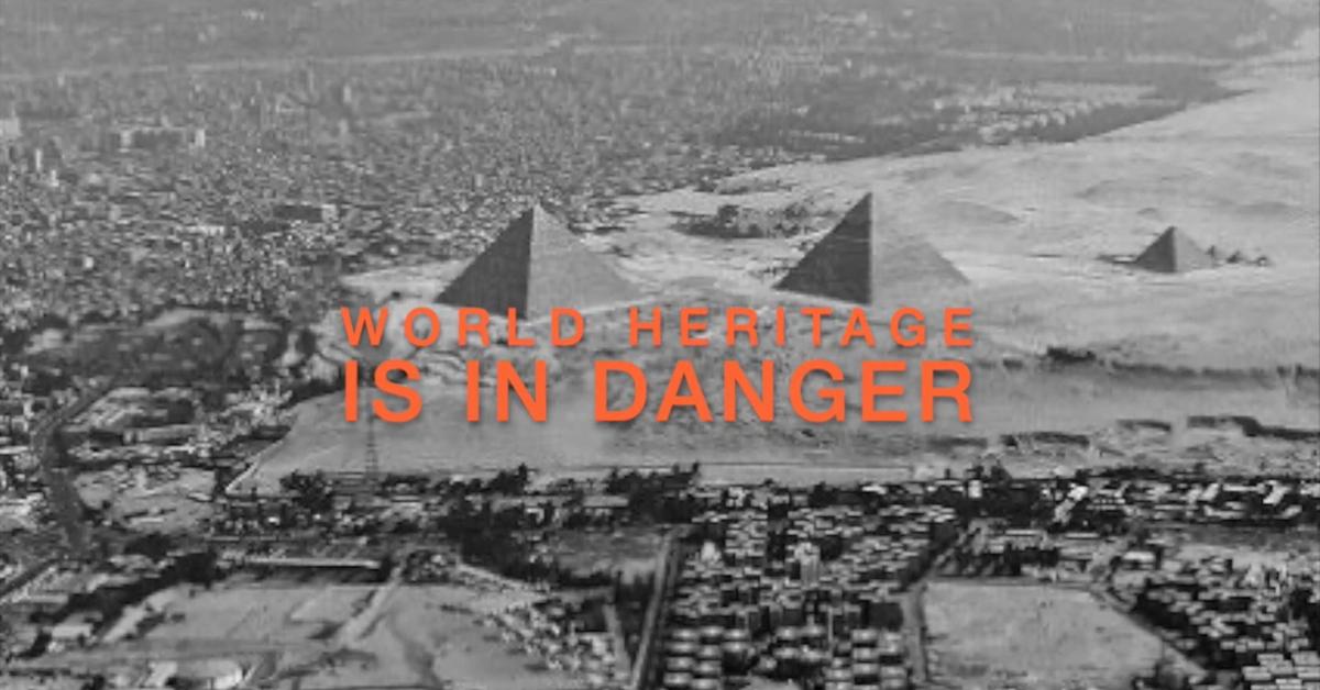 A still from Our World Heritage's introductory video on its website shows various heritage sites that are in danger Courtesy of Our World Heritage