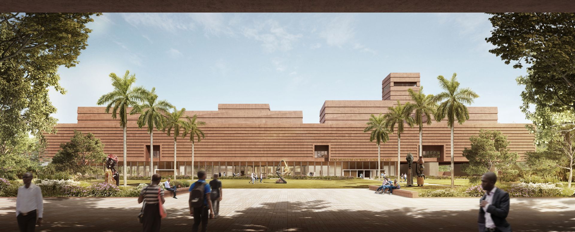 The main entrance and courtyard garden of the planned Edo Museum of West African Art © Adjaye Associates