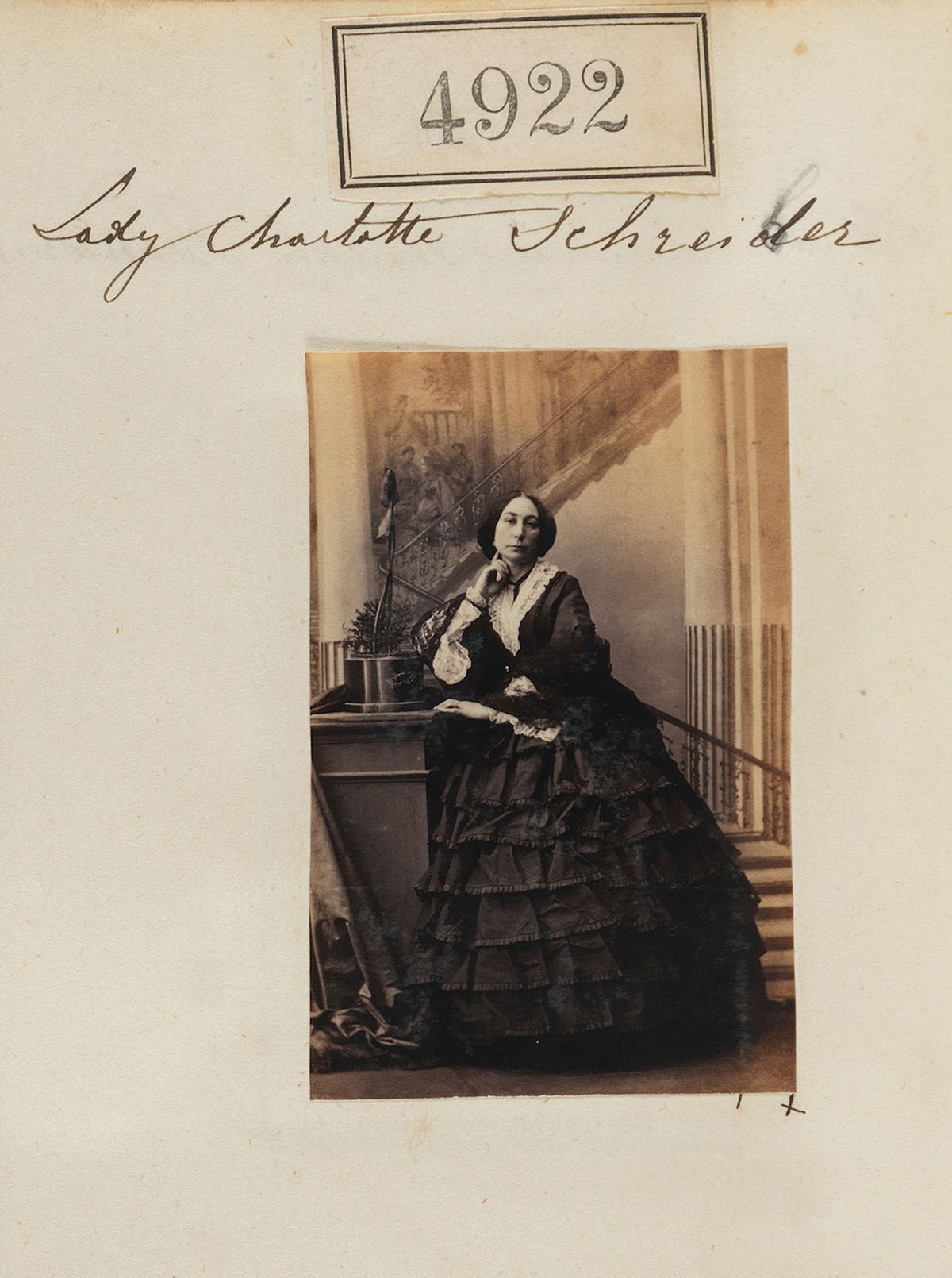 An albumen print of Lady Charlotte Schreiber from 1861 by the early French photographer Camille Silvy
courtesy National Portrait Gallery