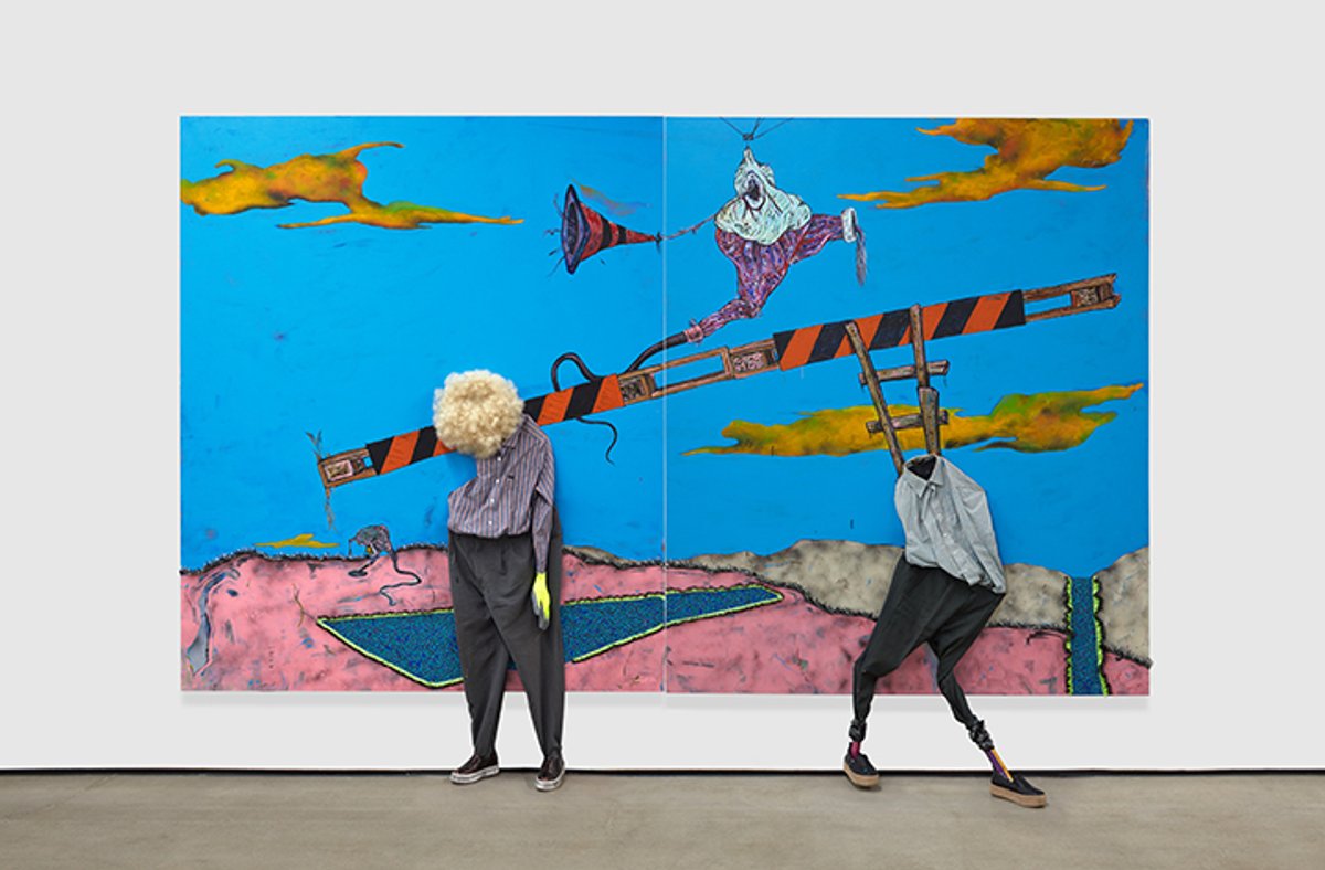 Simphiwe Ndzube's The Theft of Fire (Diptych), on view at Nicodim gallery's booth at the Armory Show Courtesy of Nicodim gallery