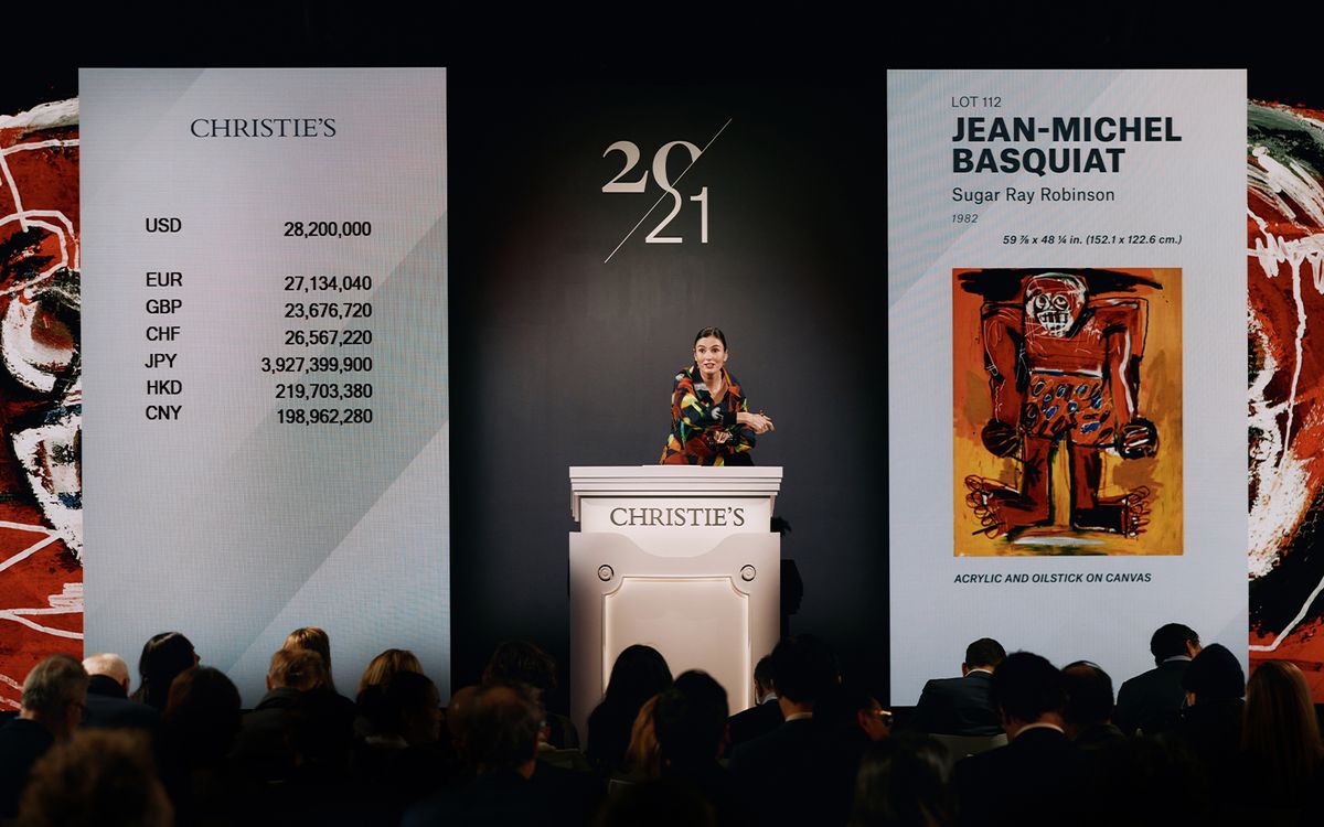 Jean-Michel Basquiat's Sugar Ray Robinson (1982) is offered during Christie's 21st century art evening sale on 17 November in New York Courtesy Christie's Images Ltd. 2022