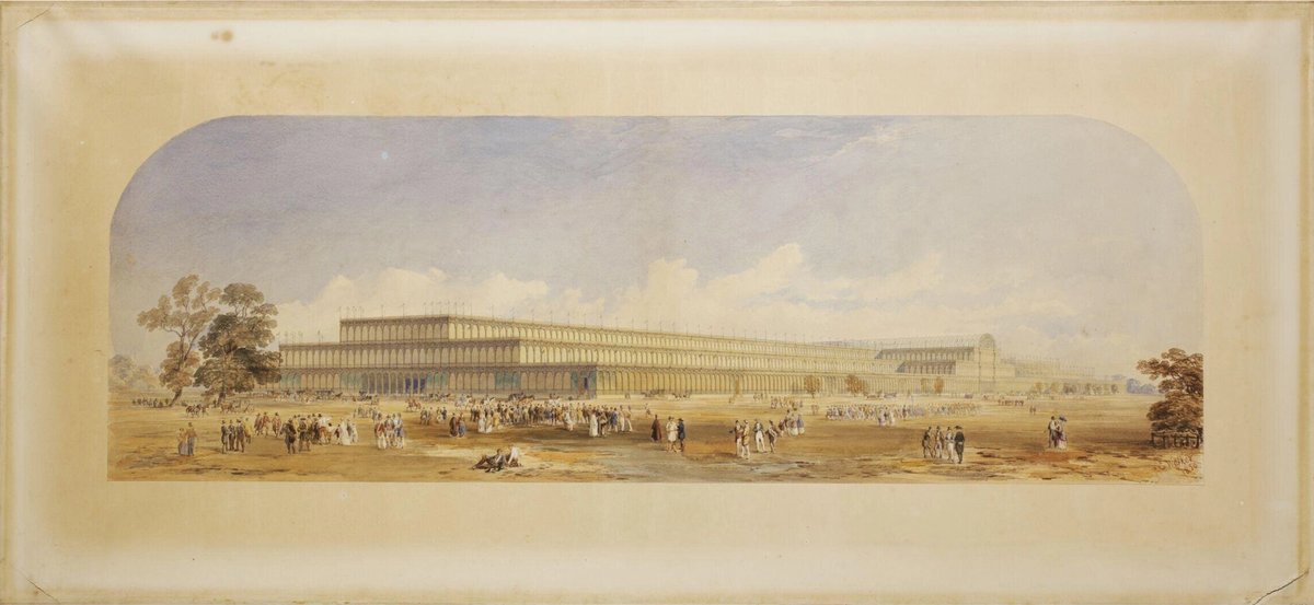 Edmund Walker’s watercolour A View of Crystal Palace in Hyde Park (1850) which is in the V&A, a museum that was founded with the profits from the Great Exhibition © Victoria and Albert Museum, London