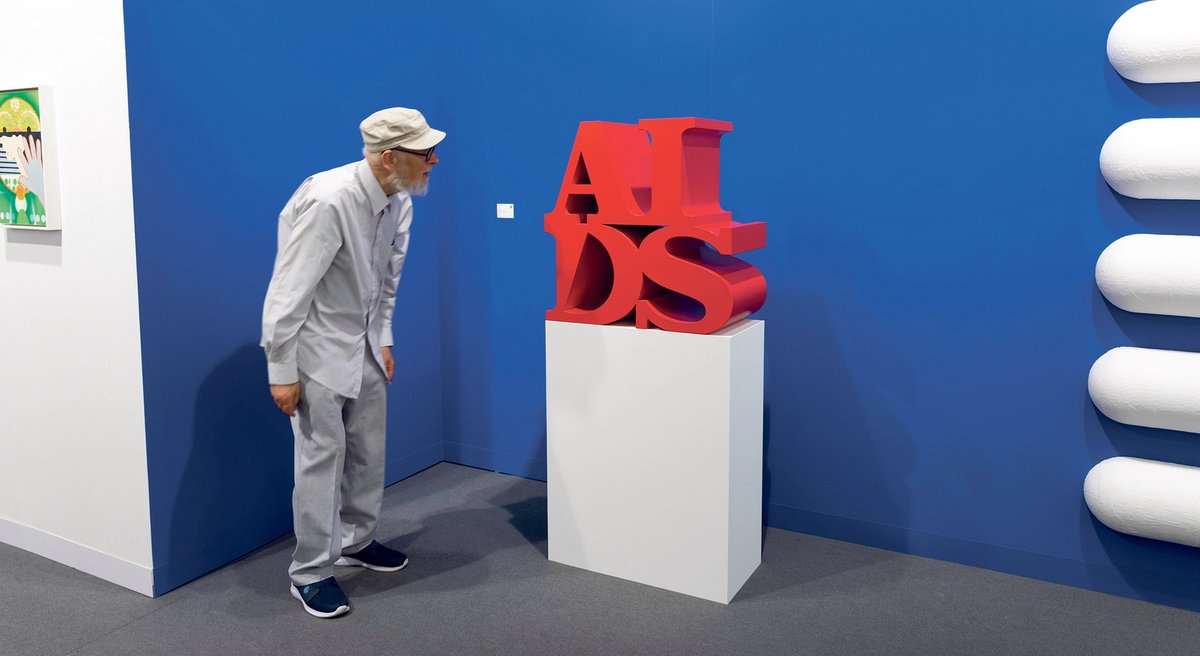 General Idea’s AIDS (Red) (1989/2021) is for sale at the Mitchell-Innes & Nash stand David Owens