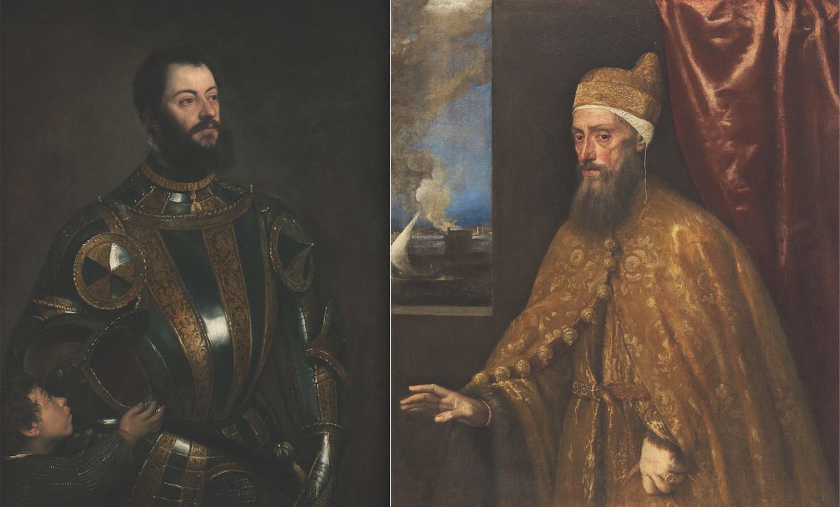 Titian’s Portrait of Alfonso d’Avalos with Page (1533) and Portrait of Doge Francesco Venier (1554-56) © Digital image courtesy of the Getty; © Museo Nacional Thyssen-Bornemisza, Madrid