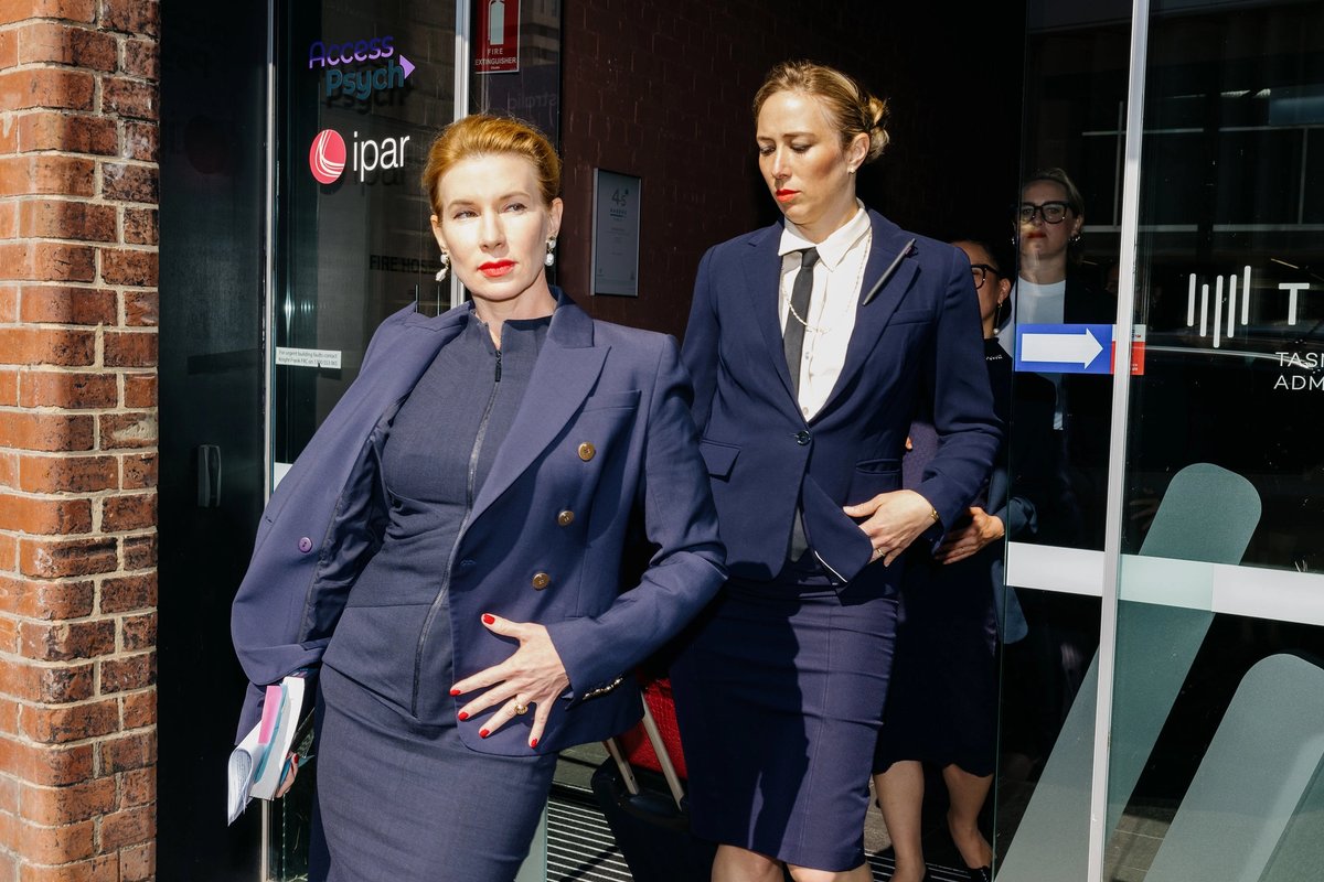 Kirsha Kaechele at a hearing in the case at Tasmania’s Civil and Administrative Tribunal  © Charlotte Vignau. Image Courtesy Museum of Old and New Art, Hobart, Tasmania, Australia