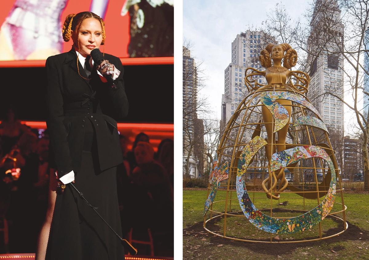 Don’t diss the hair: Shahzia Sikander’s Witness (2023), part of the artist’s commission Havah… to breathe, air, life in Madison Square Park, New York
Photo: Yasunori Matsui. Courtesy of artist and Madison Square Park Conservancy