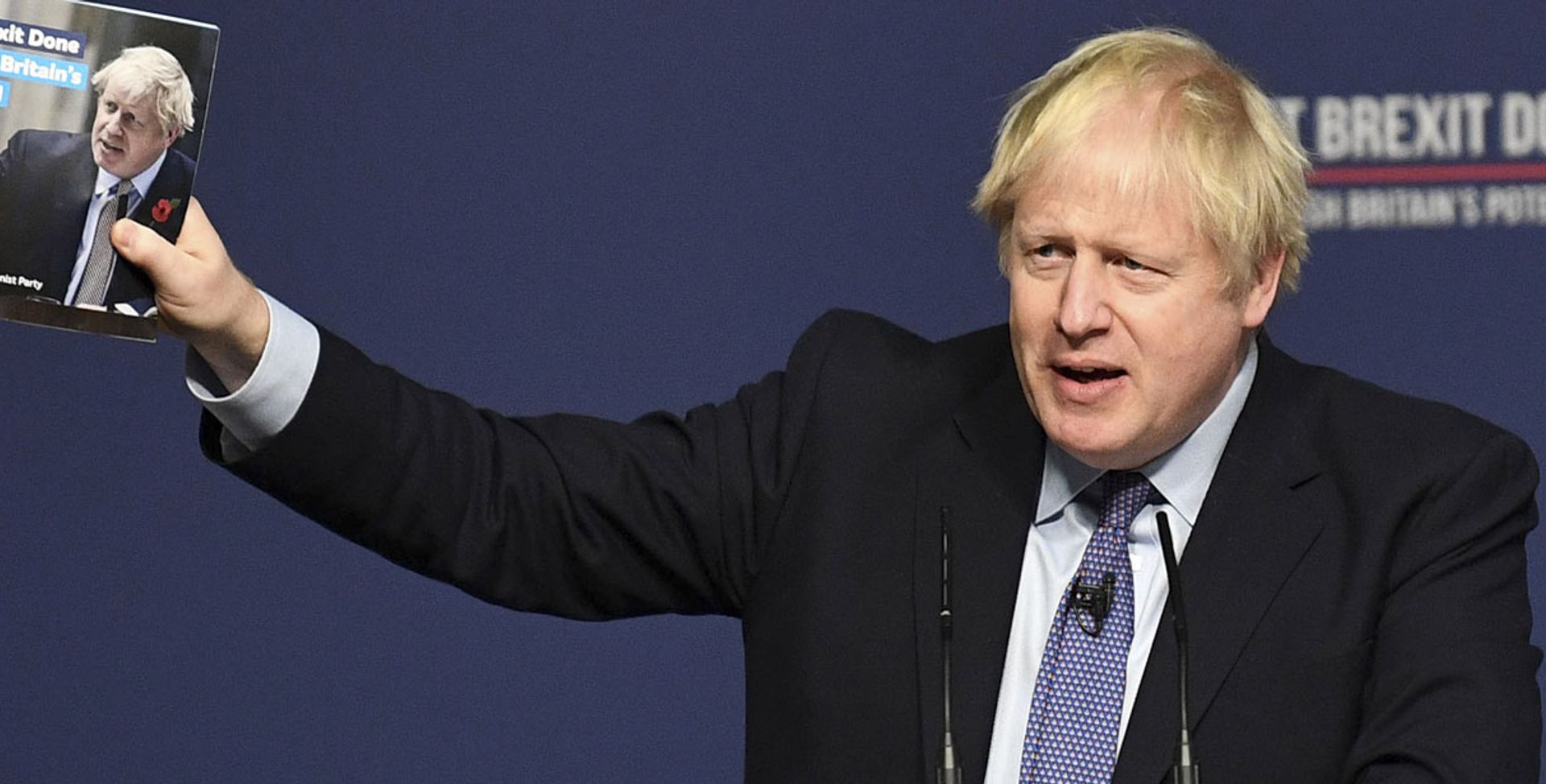 UK prime minister Boris Johnson launching the Conservative manifesto © Xinhua News Agency/PA Images