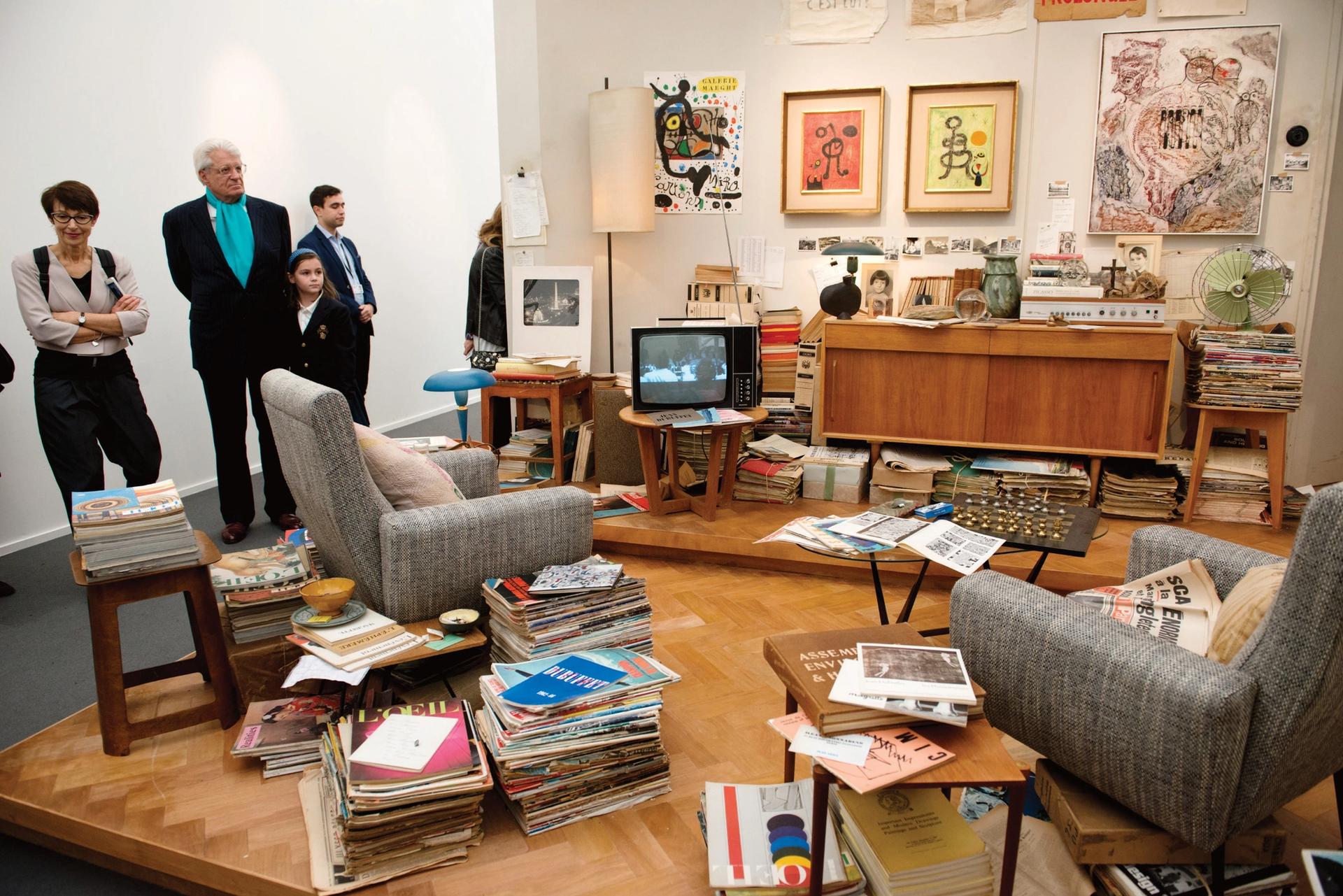 Helly Nahmad’s reimagining of a collector’s cluttered apartment in Paris in 1968 at Frieze Masters 2014 Photo: Linda Nylind; Courtesy of Frieze