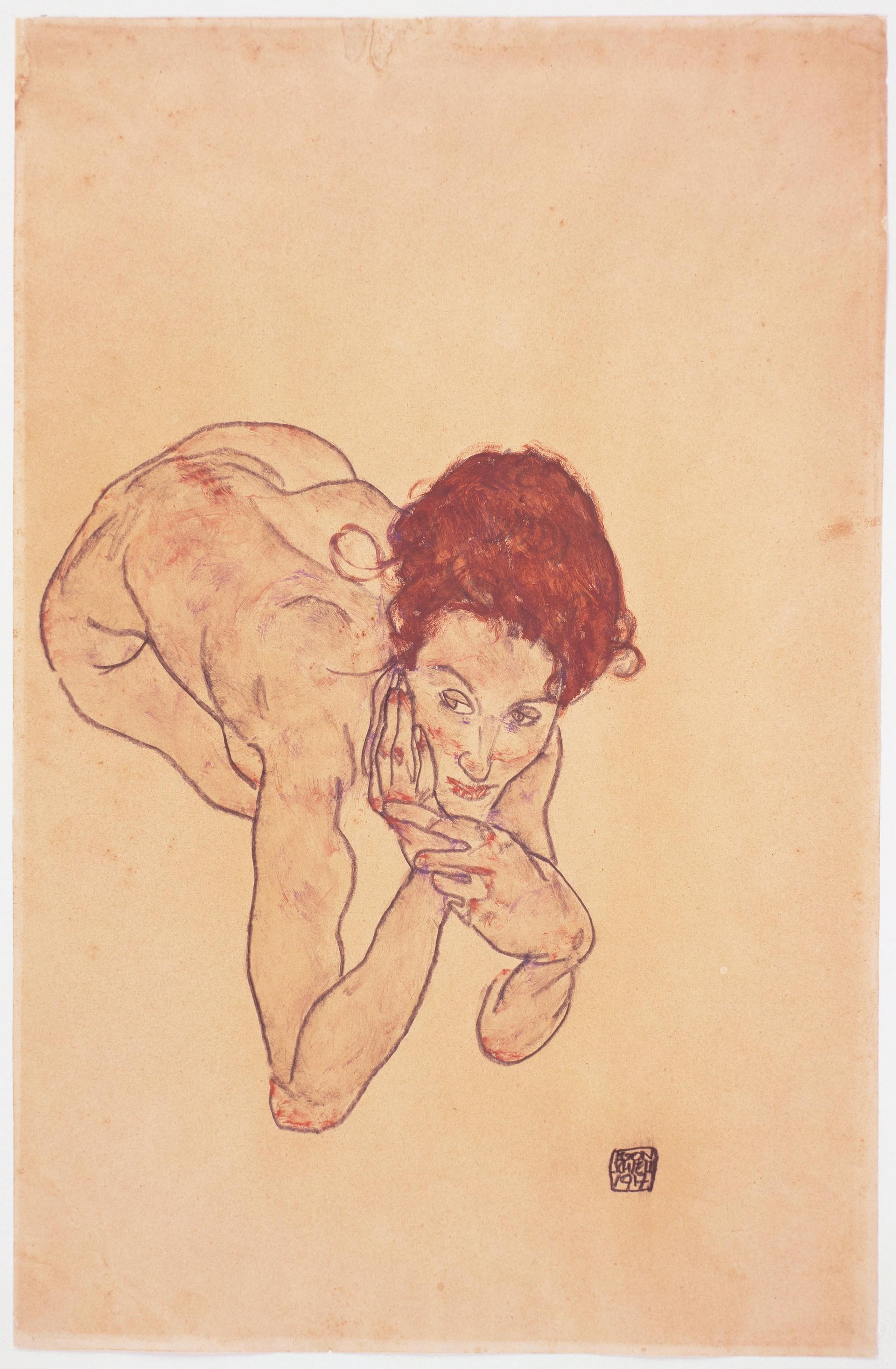 Egon Schiele, Crouching Female Nude (Kauernder weiblicher Akt, 1917) Courtesy of Museum Ludwig
