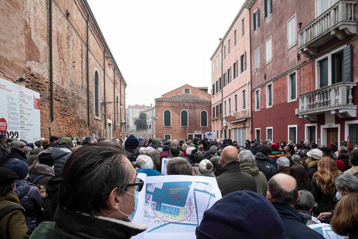 Demonstrators descended on Venice last weekend to protest against plans to transfer ownership of the Arsenale © Pierandrea Gagliardi