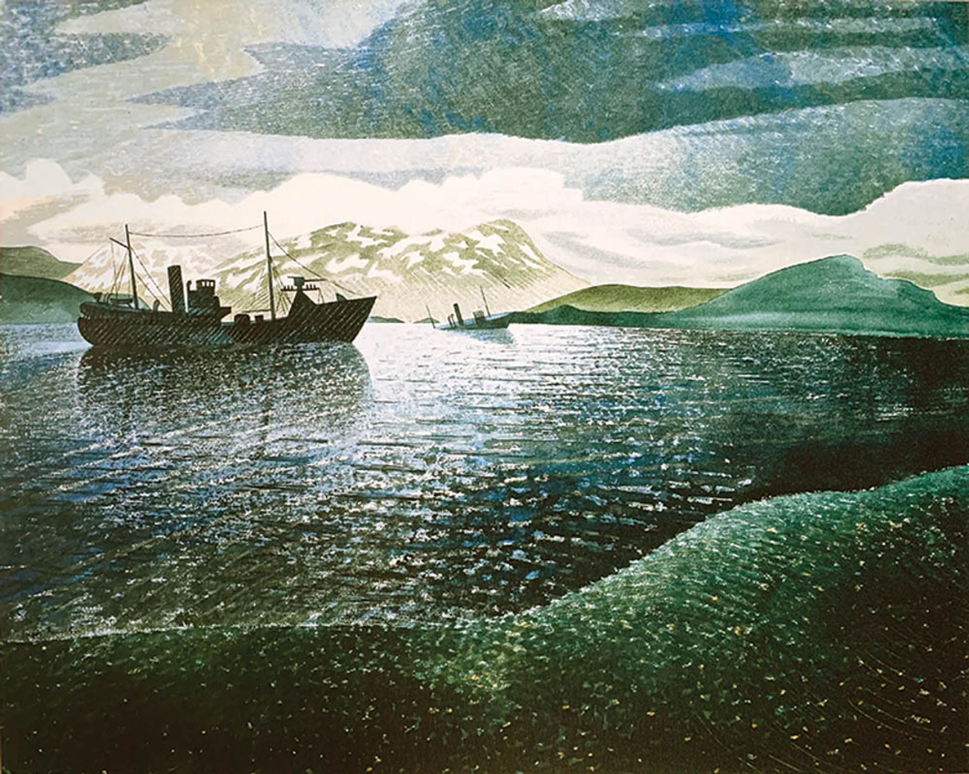 ‘When you are so drawn into conditions, you forget the danger’: HMS Glorious in the Arctic (1940), by the British war artist Eric Ravilious. He died in September 1942 when his plane disappeared off the coast of Iceland © www.foxtrotfilms.com
