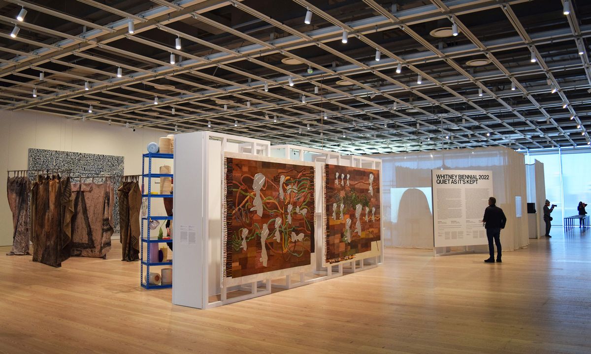 Installation view of Whitney Biennial 2022: Quiet as It’s Kept at the Whitney Museum Photo © Benjamin Sutton