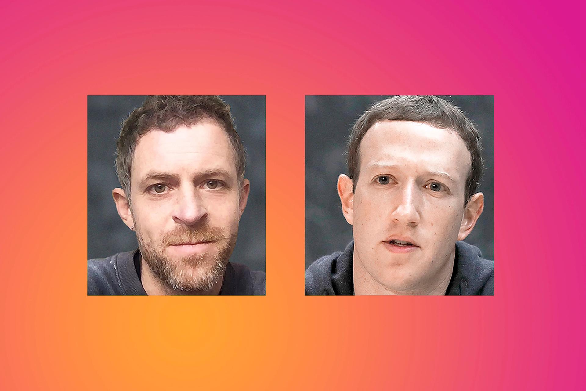 Left, Jeremy Hutchison and, right, Mark Zuckerberg 
