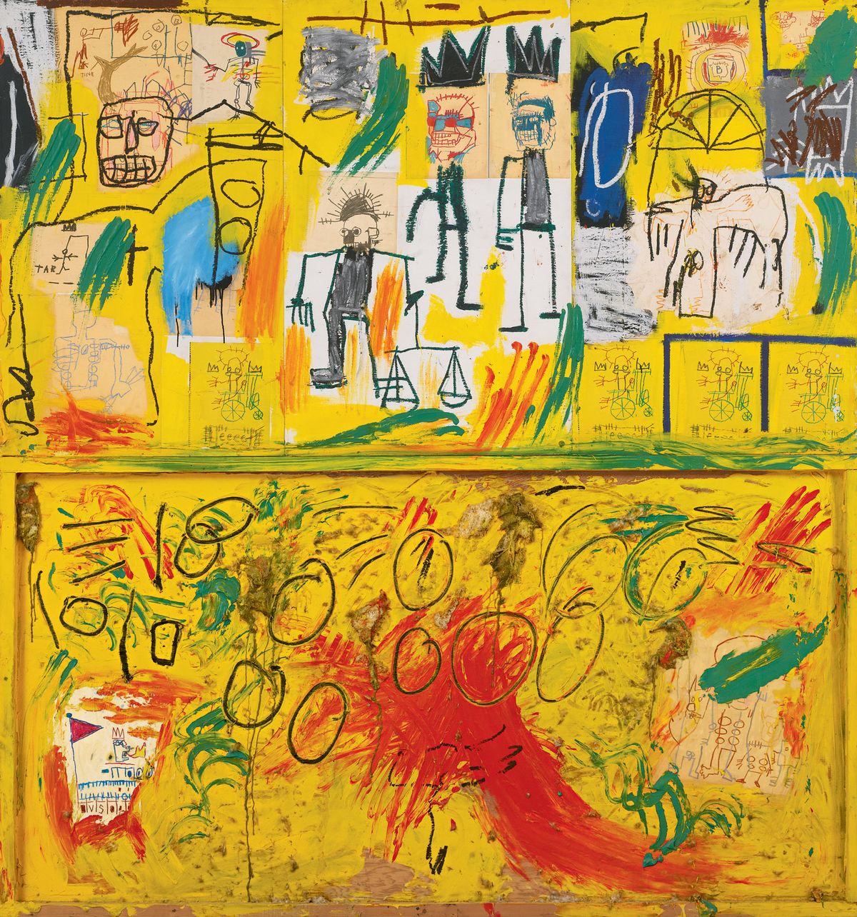 Jean-Michel Basquiat's Untitled (Yellow Tar and Feathers) (1981) Courtesy of CCBB