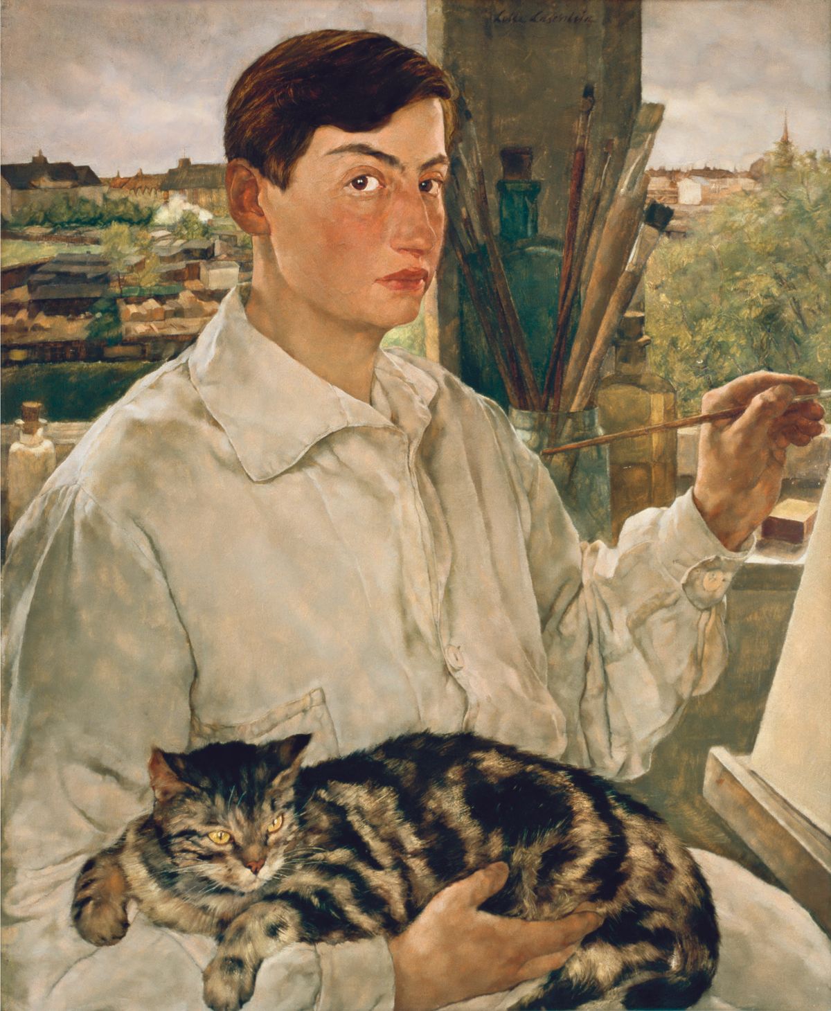 Lotte Laserstein’s Self-Portrait with a Cat (1928), one of around 85 paintings going on show © Lotte Laserstein Archiv Krausse Berlin Modernamuseet