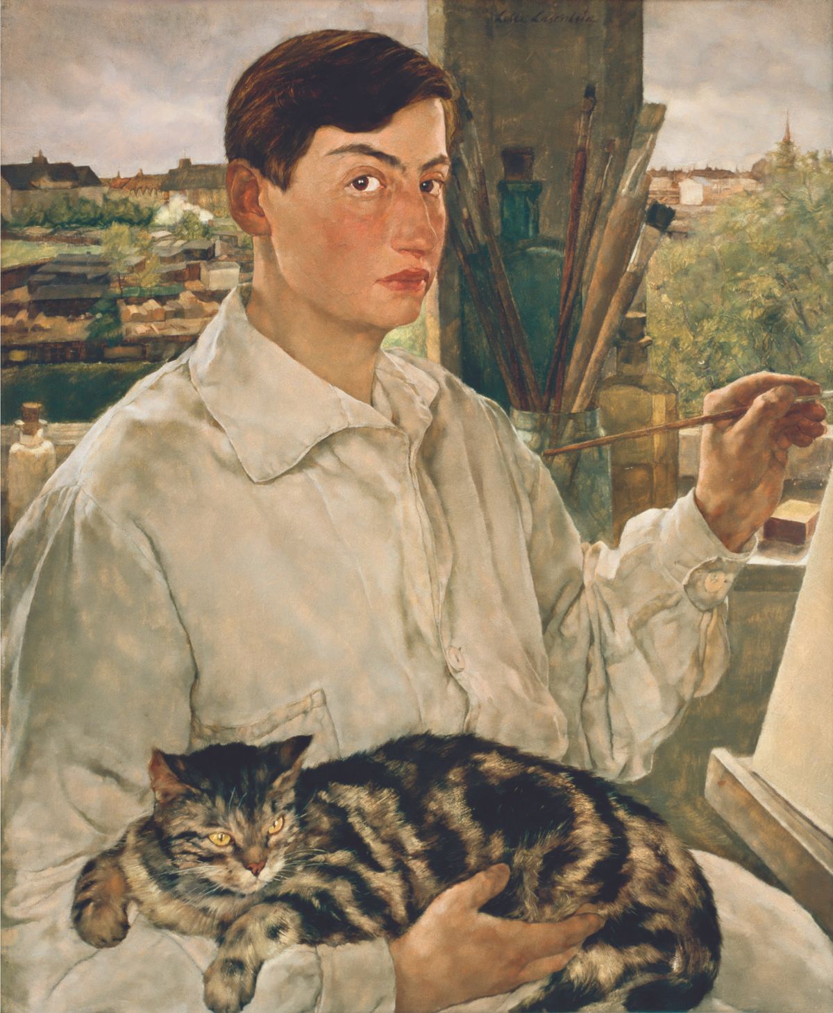 Lotte Laserstein’s Self-Portrait with a Cat (1928), one of around 85 paintings going on show © Lotte Laserstein Archiv Krausse Berlin Modernamuseet