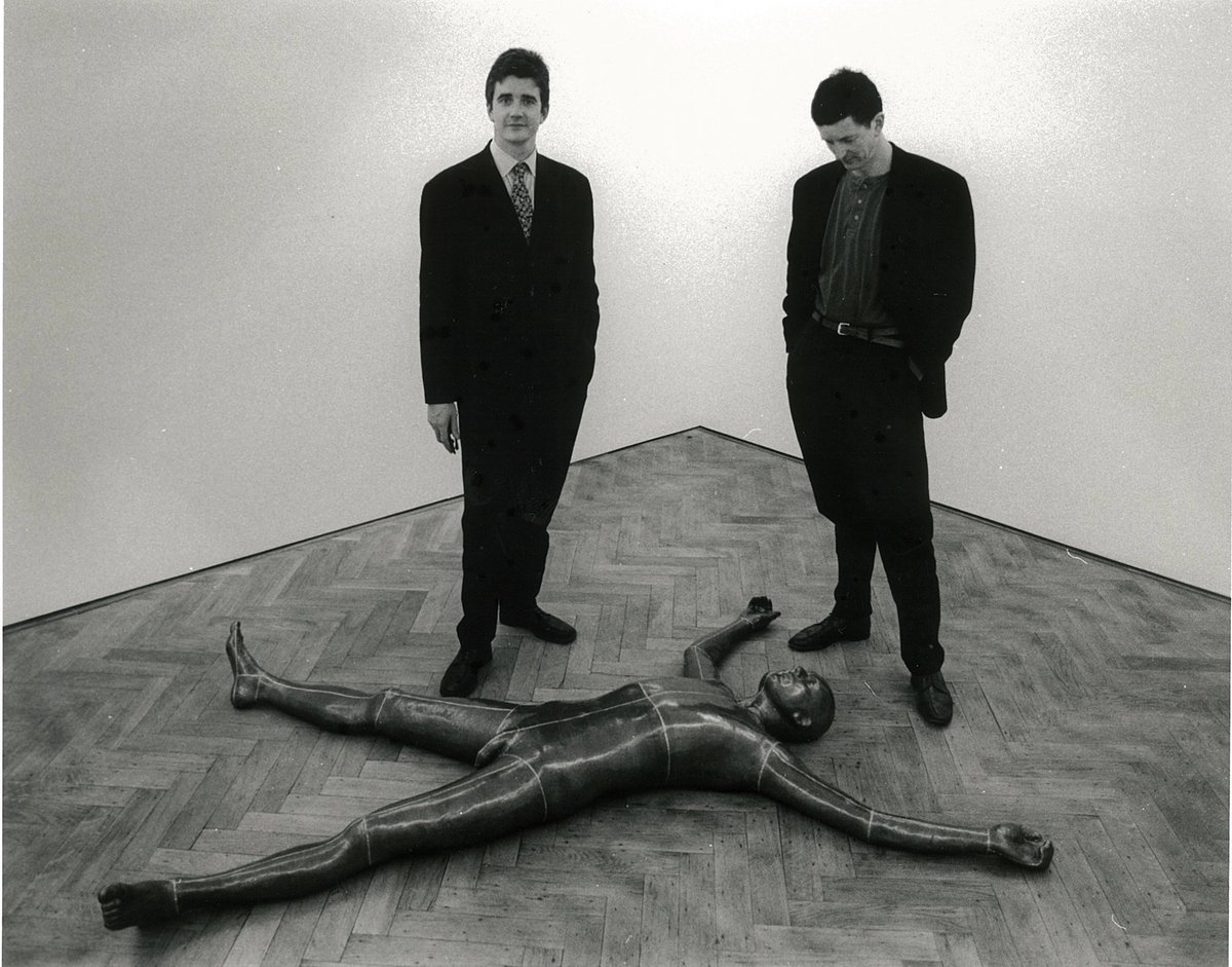 Antony Gormley, right, and Jay Jopling at 'Lost Subject' at White Cube Duke Street in 1994 Courtesy of White Cube