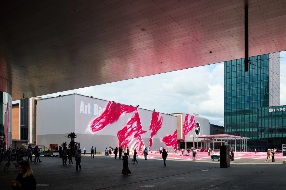 The Messeplatz during Art Basel last year, with Katharina Grosse's site-specific painting Courtesy Art Basel