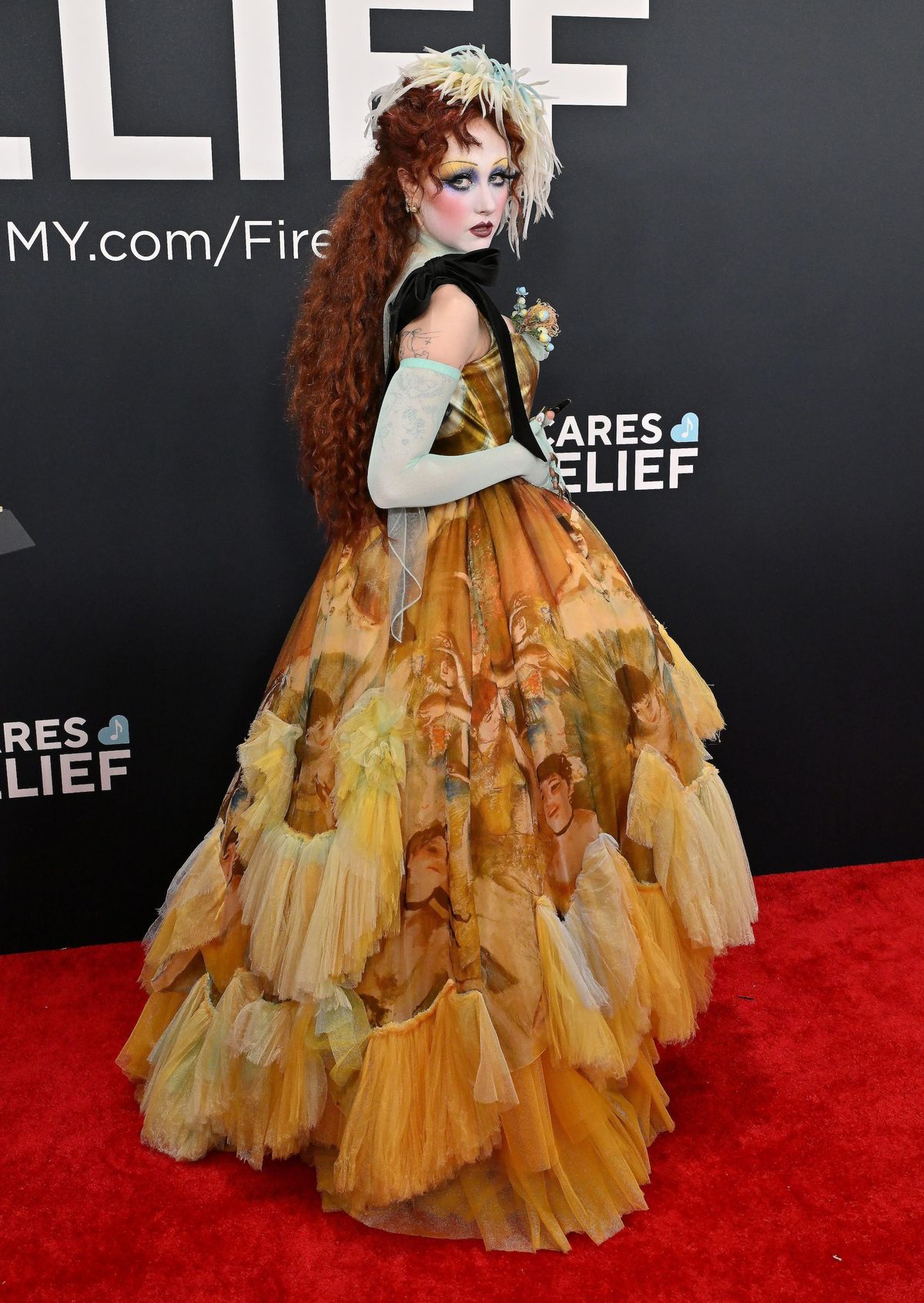 Chappell Roan in a vintage Jean Paul Gauthier gown featuring prints of Edgar Degas painting at the 2025 Grammy Awards Photo © Lisa OConnor/AFF-USA.com Credit: AFF / Alamy Stock Photo