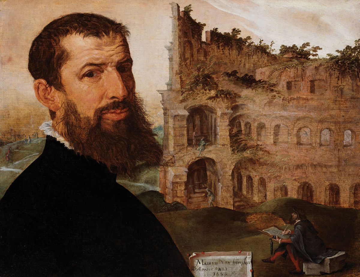 Maarten van Heemskerck's Self-Portrait with the Colosseum (1553)m Fitzwilliam Museum; Photo: Andrew Normant