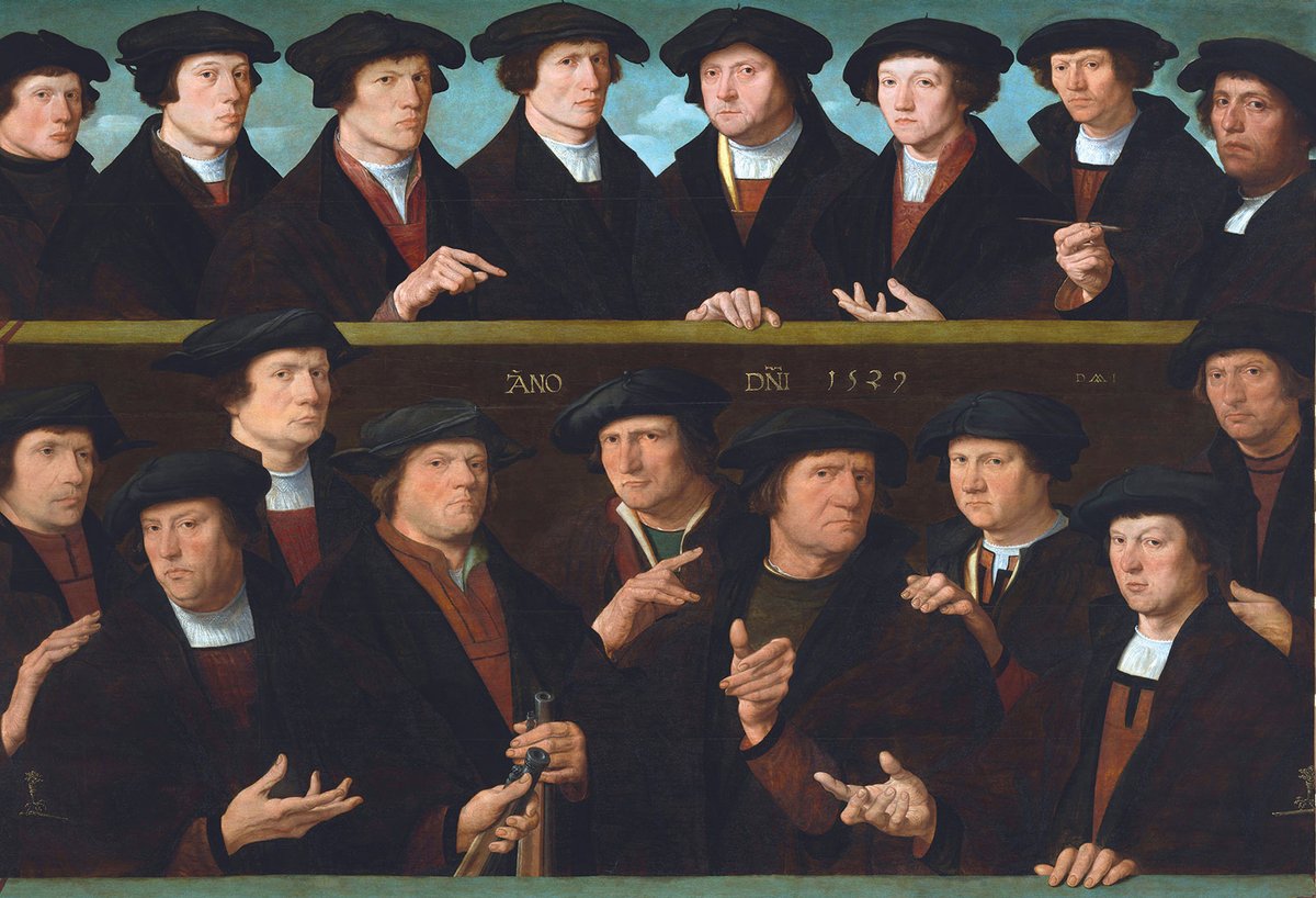 The newly restored Seventeen Guardsmen of the Amsterdam Kloveniersdoelen (Headquarters of the Arquebusiers’ Civic Guard) (1529) by Dirck Jacobsz Jacobsz: Courtesy of the Rijksmuseum, Amsterdam