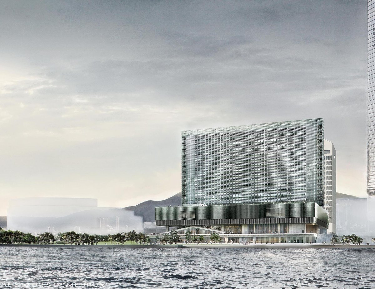 A rendering of the M+ museum of art and visual culture, now due to open in Hong Kong in autumn 2021 © Herzog & de Meuron