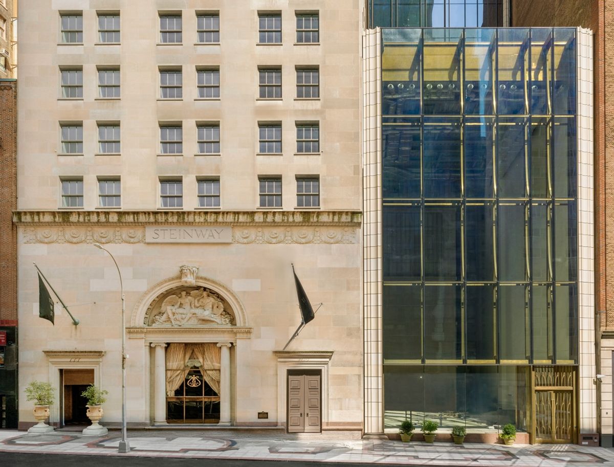 Steinway Hall and its neighbouring glass atrium Courtesy Bonhams